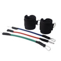 Black taekwondo training pull rope set with elastic resistance bands for leg conditioning