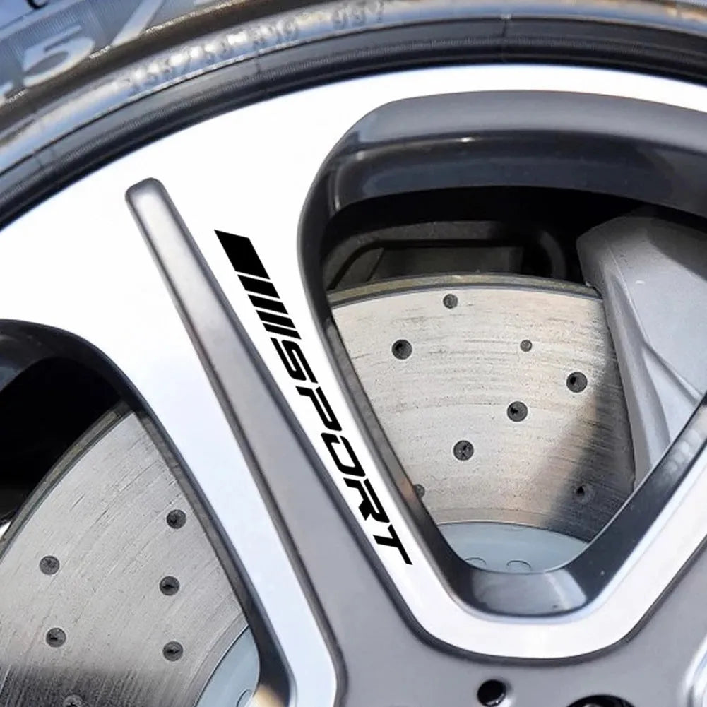 10cm car rim stickers with sport hollow design on PET material