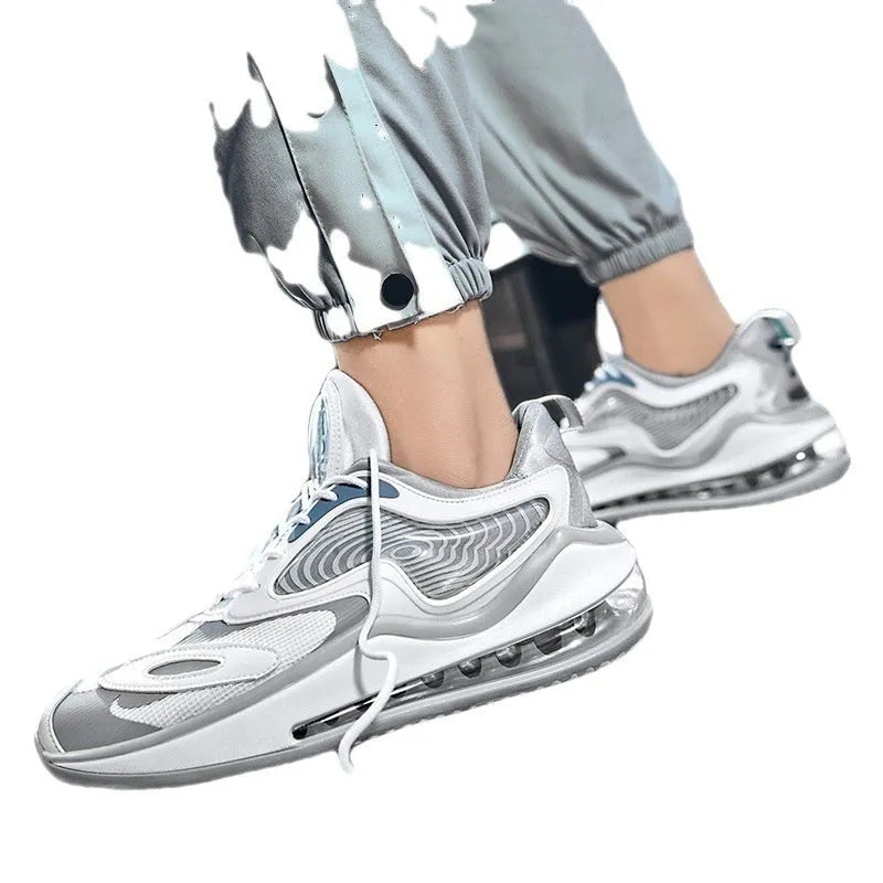 Men's casual summer air cushion shoes in space black colour with height increasing design