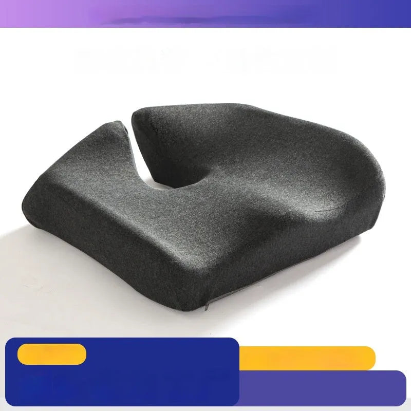 Memory foam office chair cushion for waist support in dark grey colour.