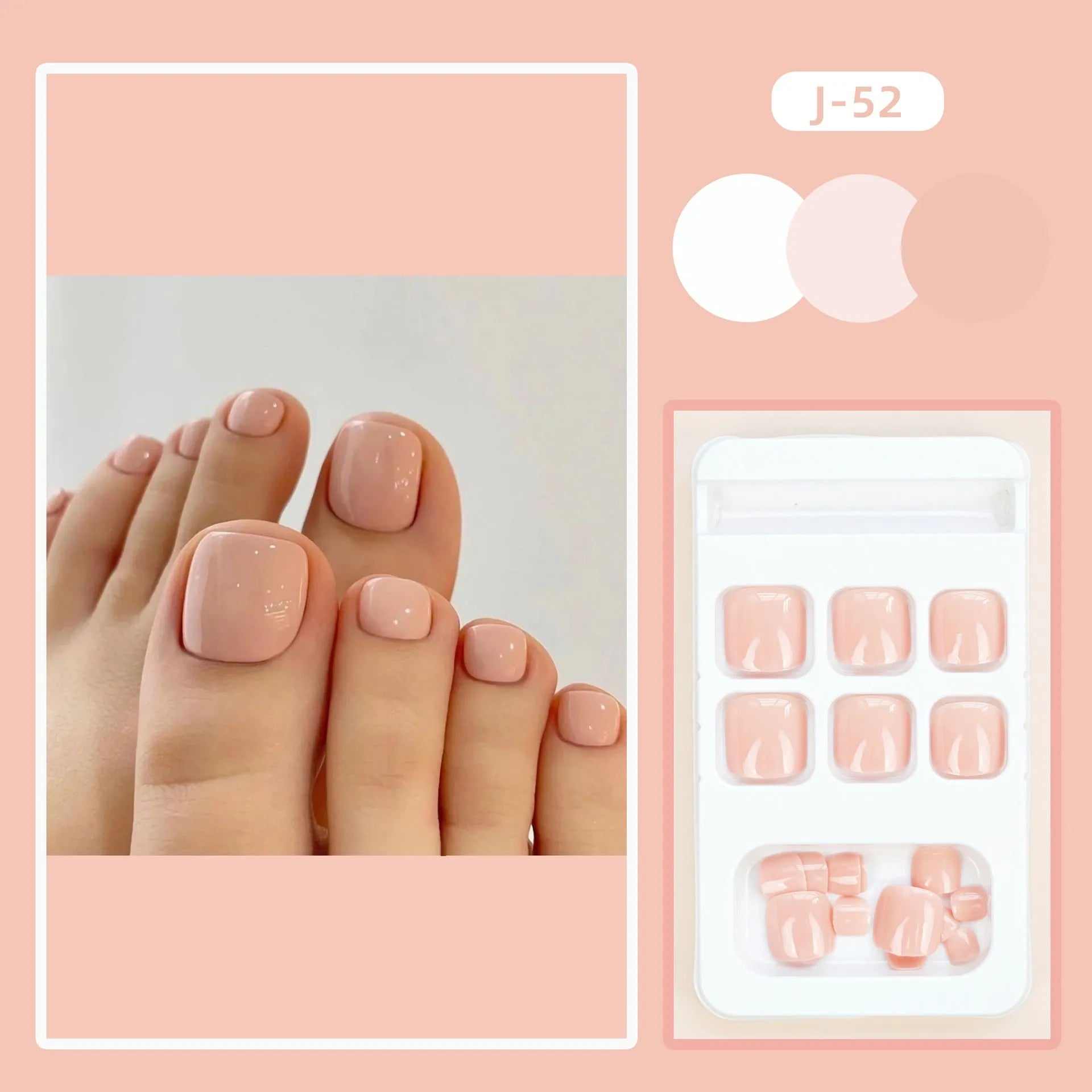 Fashion personality toe nail stickers with adhesive glue in skin colour J-52 shade for artificial nail decoration