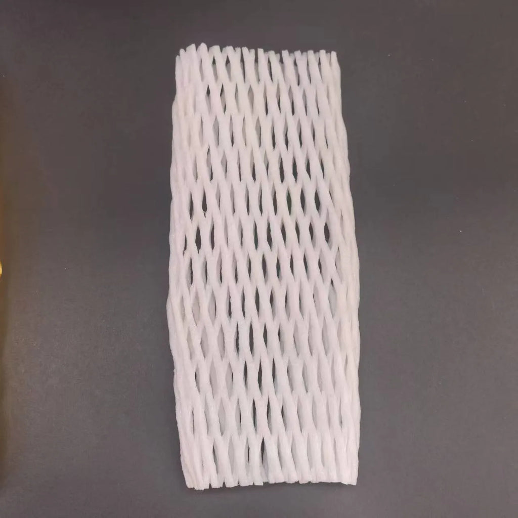 White foam shockproof protective net case showing net construction with size options from 6x5cm to 18x7cm