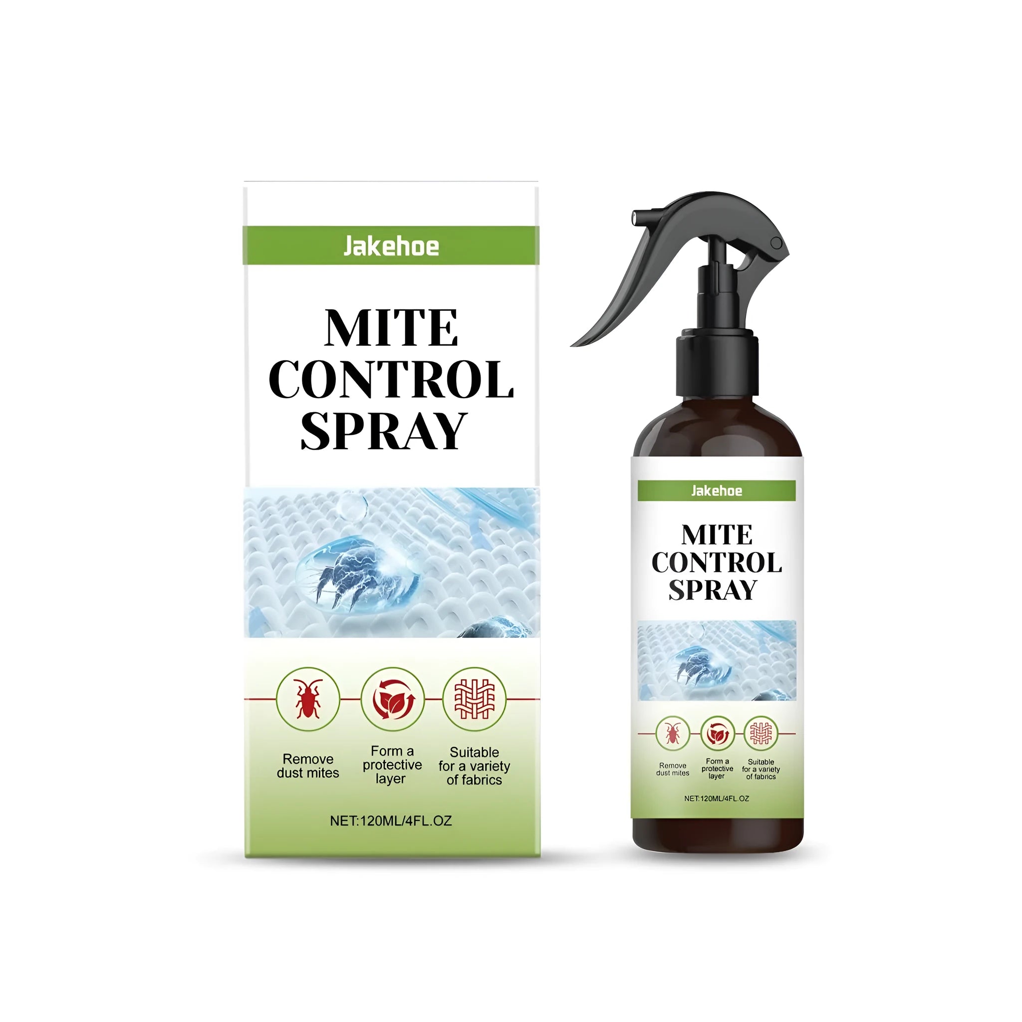 120ml bottle of mite control spray for household fabrics and upholstery