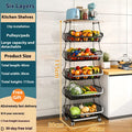 Black 6 layer foldable kitchen trolley rack with carbon steel construction