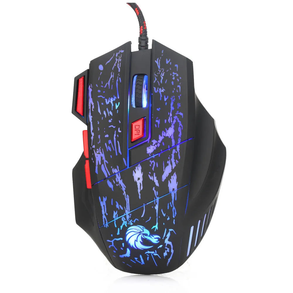 H300BK coloured gaming mouse with colourful LED lights and ergonomic design on desktop