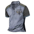 Men's loose fit digital print golf polo shirt in bird eye cloth fabric.