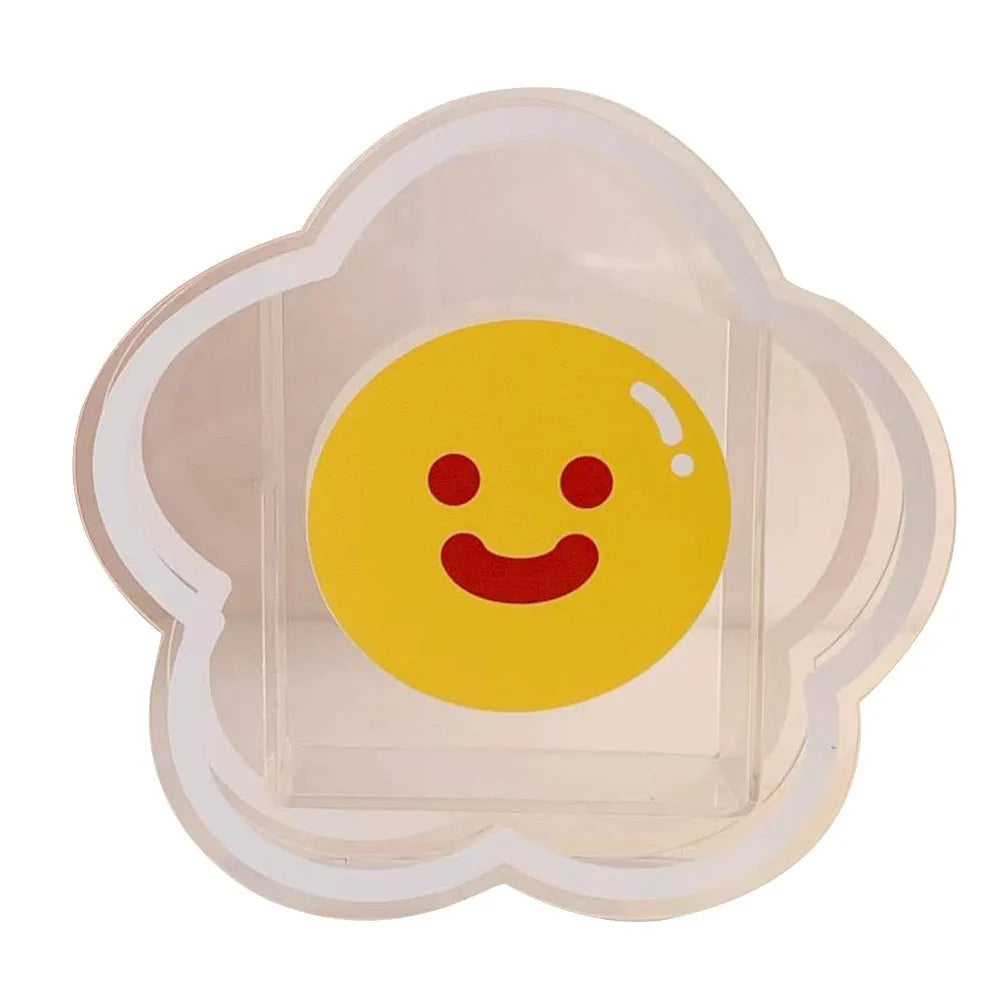 Square transparent acrylic storage box with cute cartoon design for desktop organisation of stationery and small items