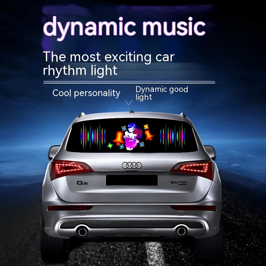 Car interior voice control music rhythm light with 90cm by 25cm electroluminescent panel showing multiple lighting patterns