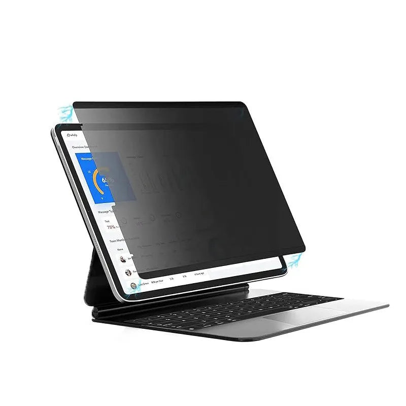 Magnetic anti peeping film for iPad with paper-like texture and optional storage clip on packaging colour card
