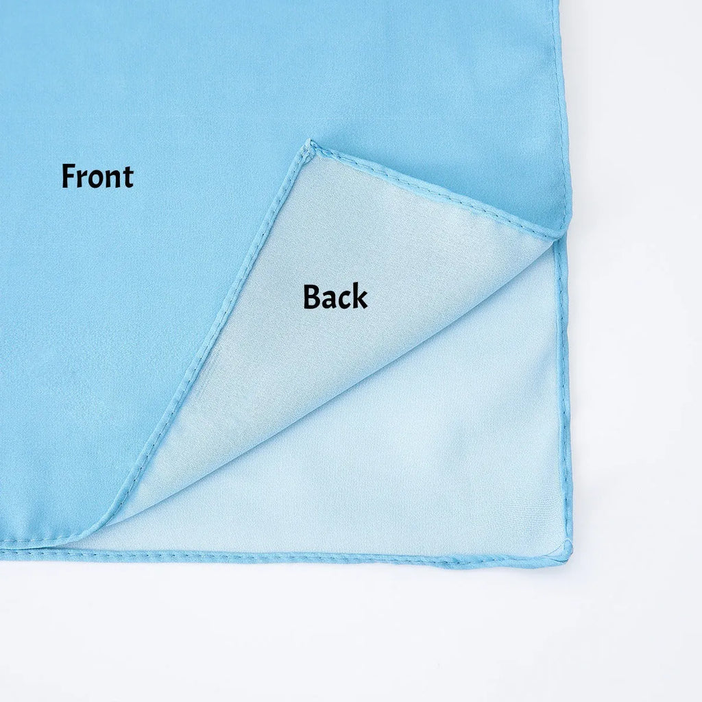 Long chiffon scarf draped showing lightweight fabric and solid colour option