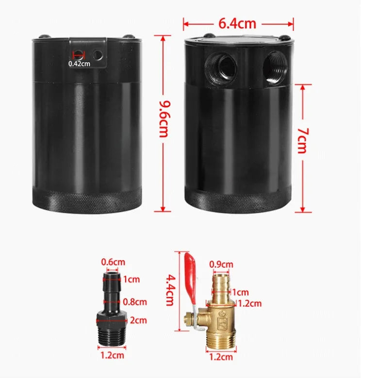 Black aluminium automotive two-hole breathable machine oil pot with connectors