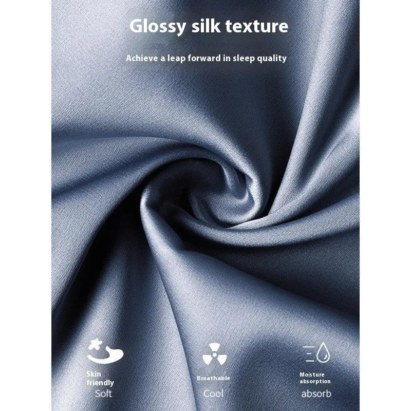 Men's ice silk three-piece homewear set showing thin summer pyjamas with shorts and trousers