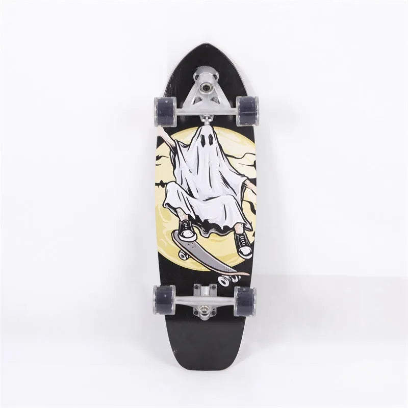 White maple wooden street scooter with 31-inch deck for urban riding