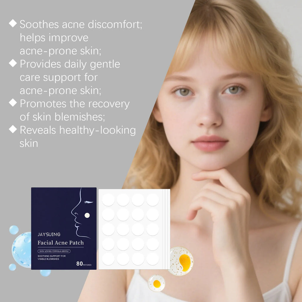 80 hydrocolloid acne patches in round shapes for facial spot treatment