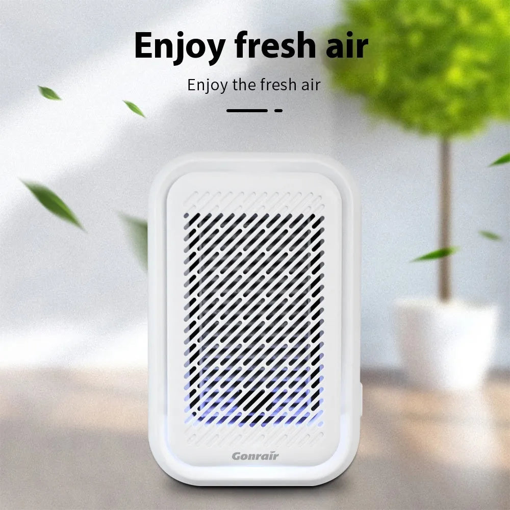 White wall-mounted air purifier with filter screen for rooms under 10 square metres