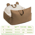 Removable washable car dog kennel in beige colour, shown in a vehicle boot.
