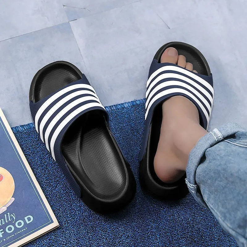 PVC upper slippers with EVA soles in leisure sports style, shown in beige colour