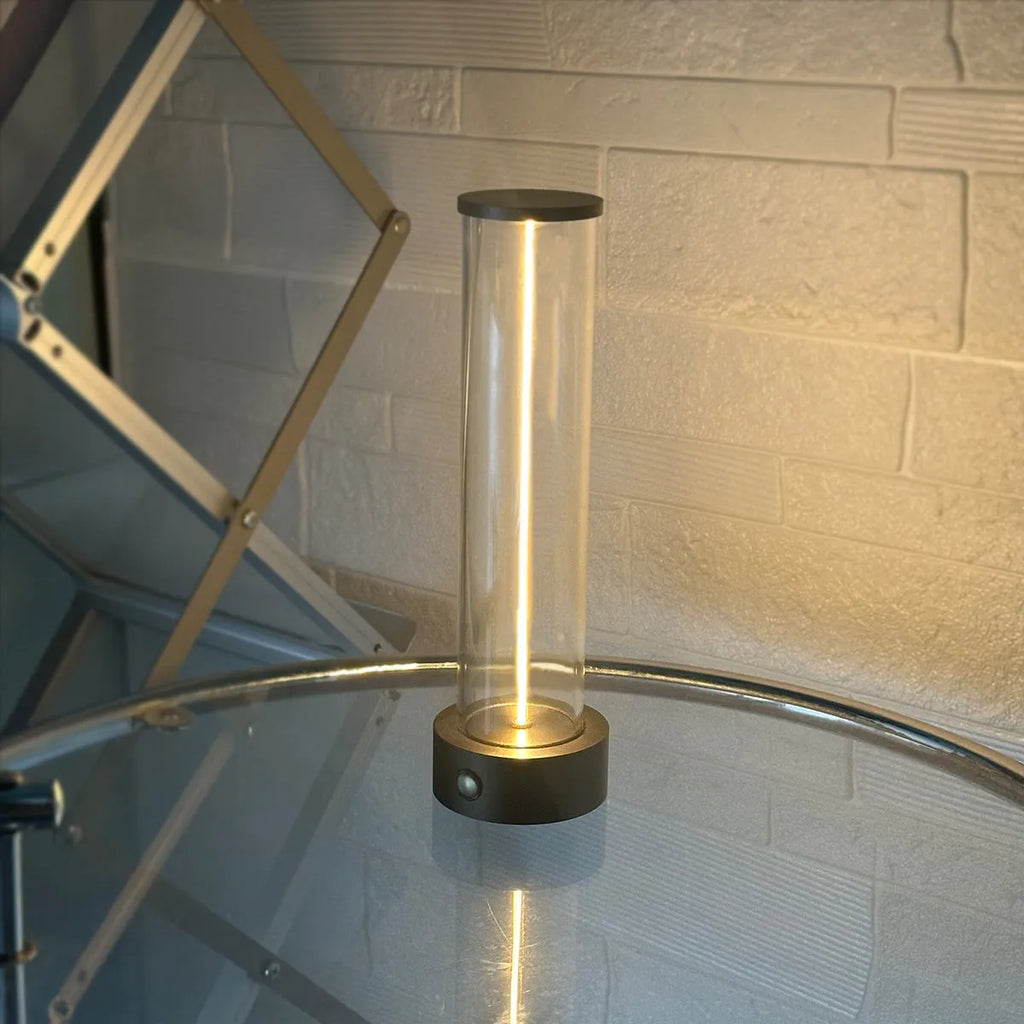Modern glass LED night light with magnetic base and USB charging cable