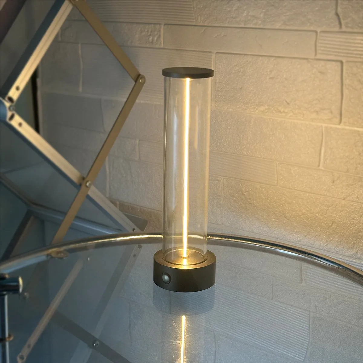 Modern glass LED night light with magnetic base and USB charging cable