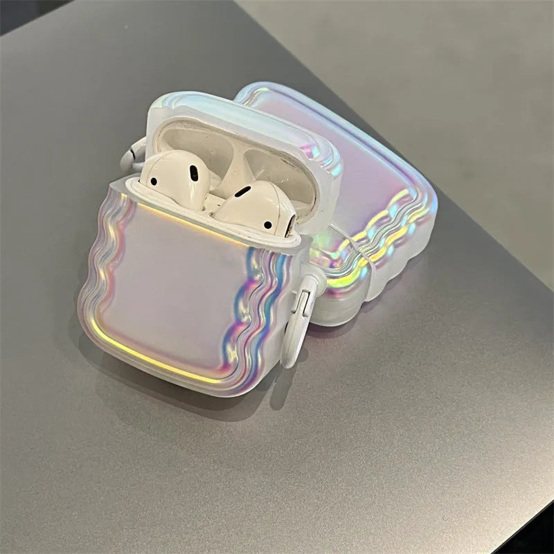 Silicone magic laser ring protective case for AirPods wireless earphone charging cases