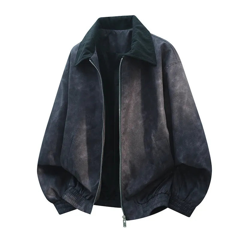 Men's casual lapel jacket with stitching detail on the front, shown in dark purple colour.