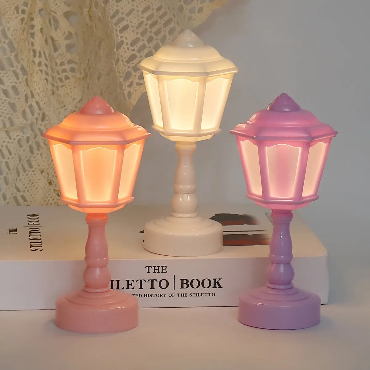 Retro pagoda shaped night lamp with geometric stereo design in modern simplicity style