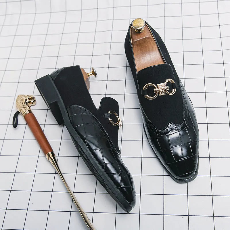 Men's pointed toe casual shoes in artificial PU leather with rubber sole, Korean style design