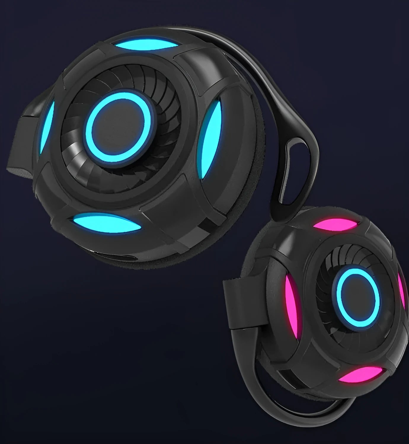 Black and white wireless Bluetooth earphones with hanging ear design and USB charging