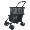 Black foldable shopping cart with carbon steel frame and 20kg capacity for outdoor and household use