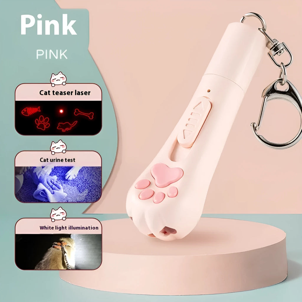 Funny cat charging toy pen light with self-stroke function in cream white, pink, or blue