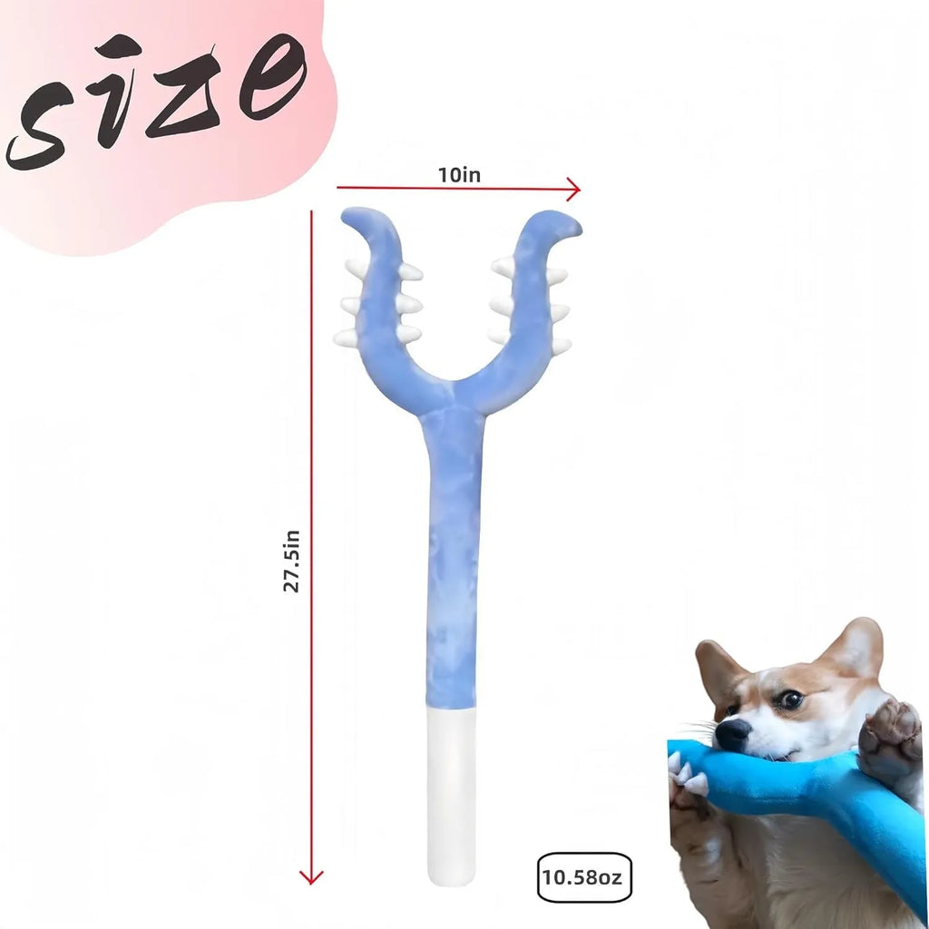 Blue and pink plush cat wand toy with 70cm length for indoor play