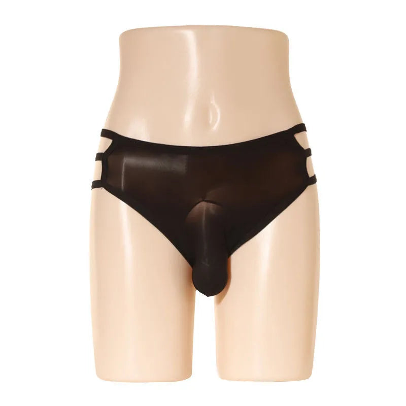 Men's transparent elephant nose shorts in nylon with free size mid waist design