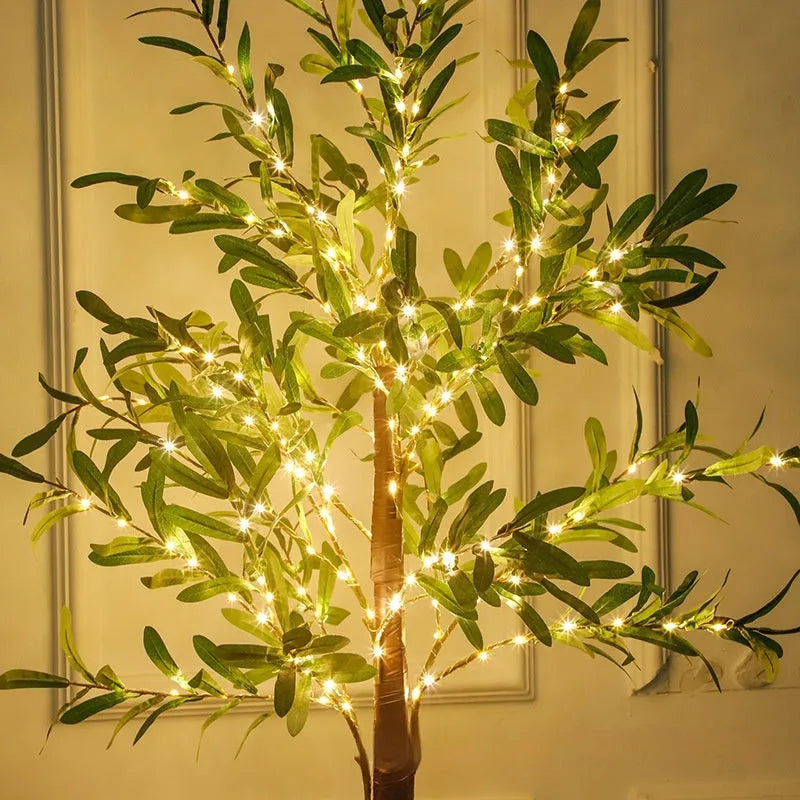 1.8 metre tall simulation olive tree lamp with warm LED lights for courtyard decoration
