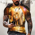 Men's 3D printed Jesus pattern T-shirt in bird eye cloth polyester with short sleeves