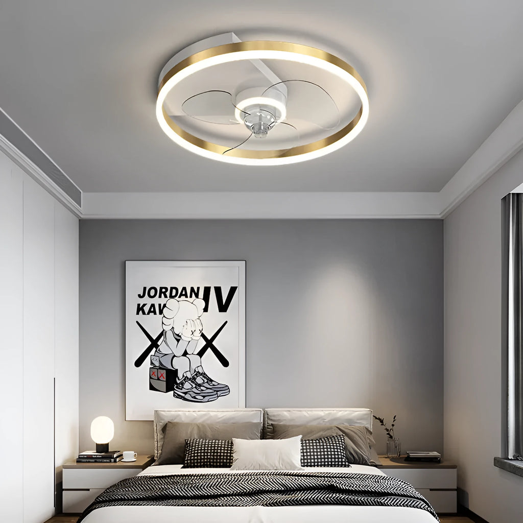 Modern Nordic children's room ceiling lamp with fan in iron construction, LED light source