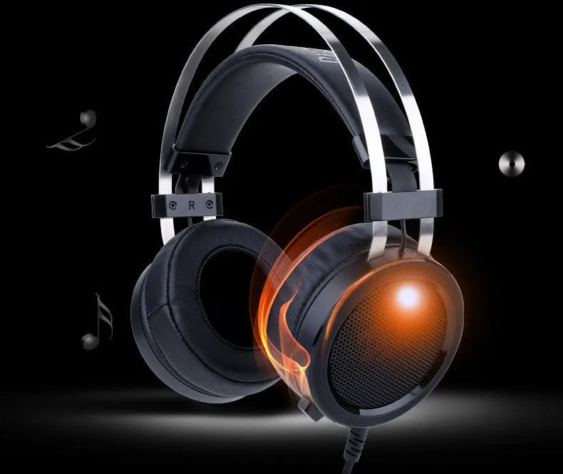 Black wired computer gaming headset with 2-metre cable showing 3.5mm connector for PC gaming