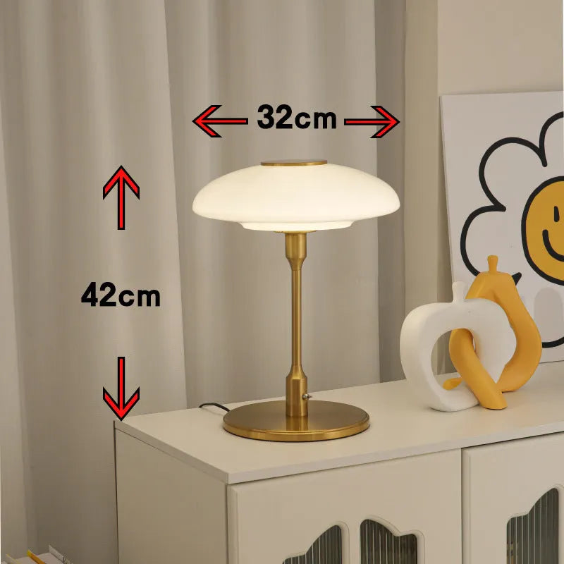 Korean vintage style bedside table lamp with metal holder in golden orange colour