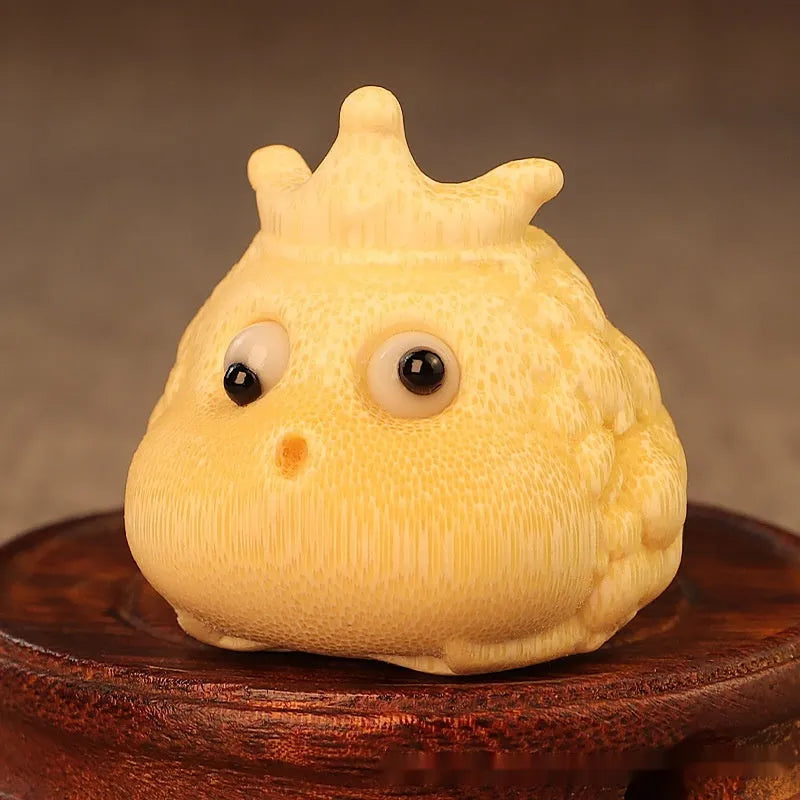 Solid bamboo carving ornament of Crown Princess Toad in 5.0 size with cute style design
