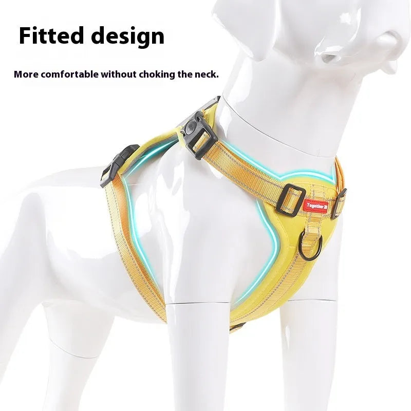 Polyester dog chest harness traction rope in multiple colours and sizes for controlled dog walking
