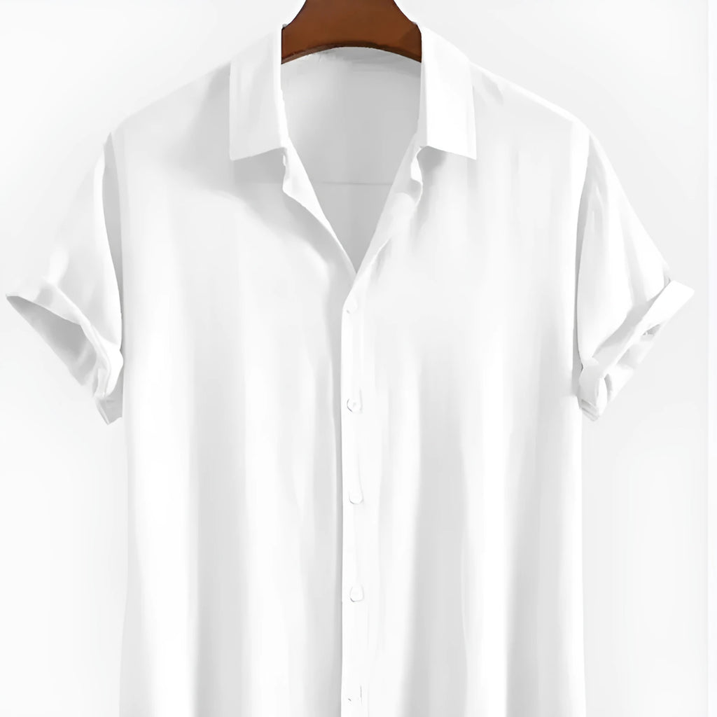 Men's loose-fit polyester cardigan in solid colour with short sleeves for summer casual wear