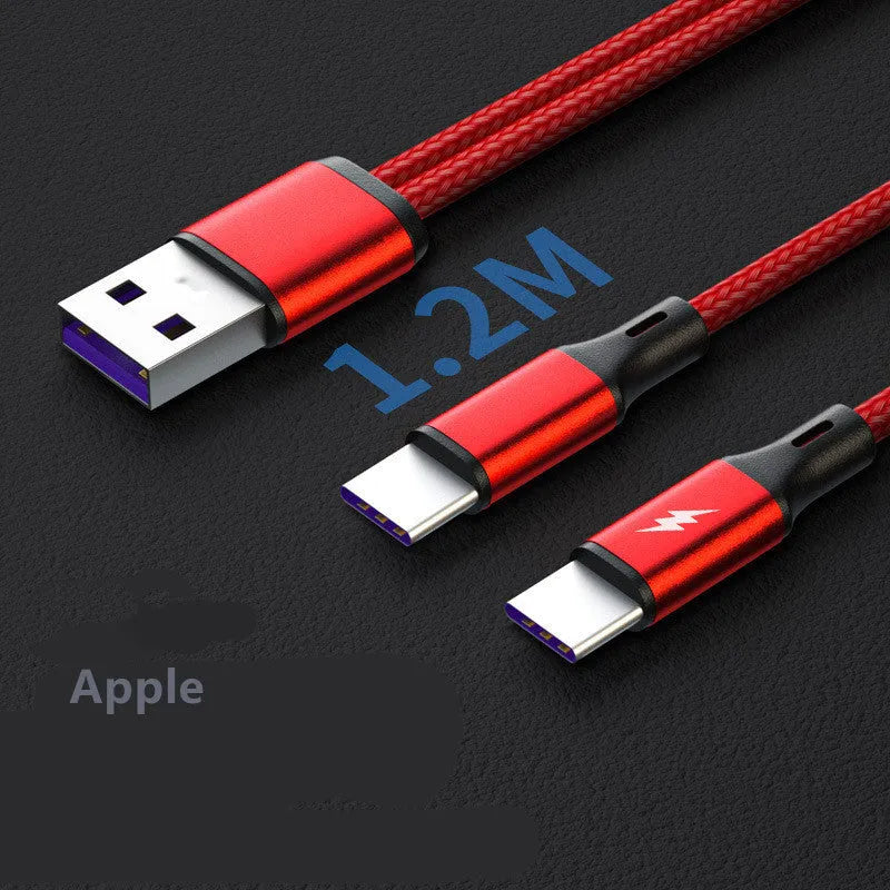 Braided dual-head Android fast charging cable with black or red options in 0.2m and 1.2m lengths