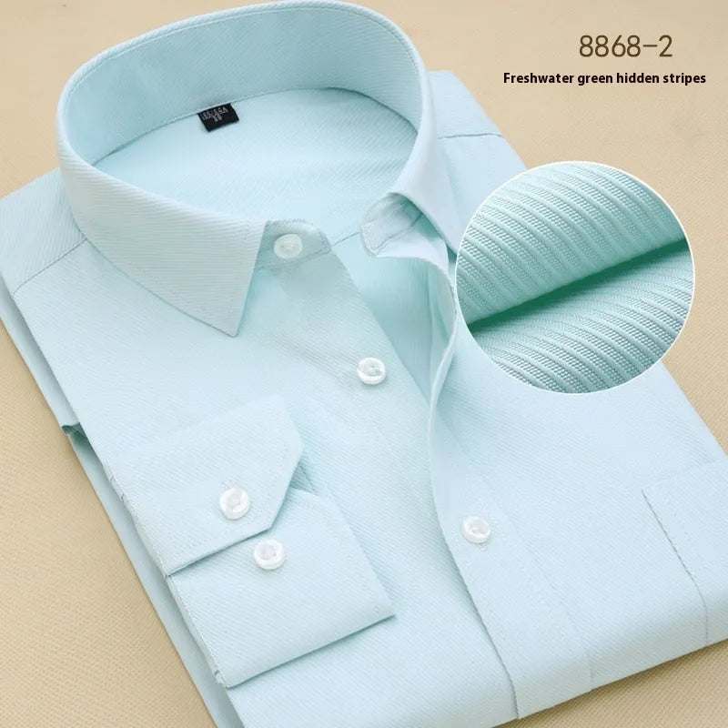 Men's black slim fit business shirt with long sleeves in cotton fabric