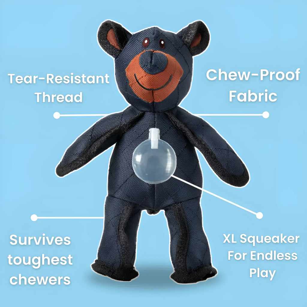 Bite-resistant Oxford Cloth Dog Sound Toy Dark Blue Plush Bear Dog Toy 30cm Durable Chew Toy for Interactive Play Dog Squeaky Toy Pet Toy for Medium Dogs Dog Enrichment Toy Bear Design Dog Plaything
