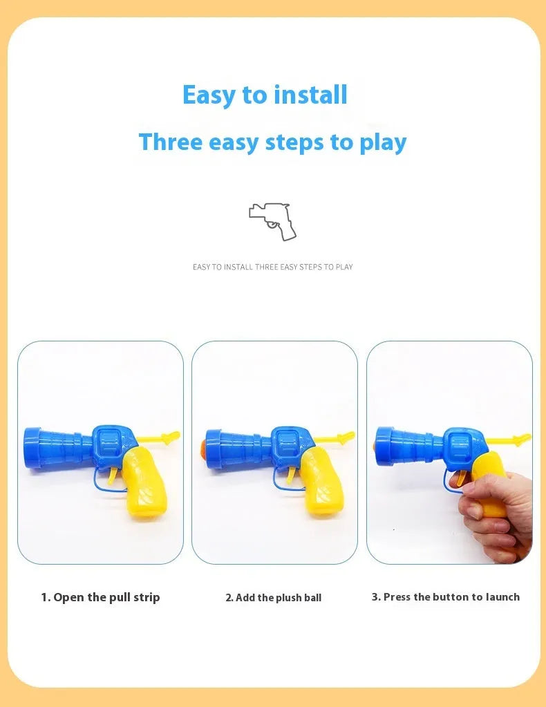 Plush ball launcher pet toy with soft yarn balls for cats and dogs