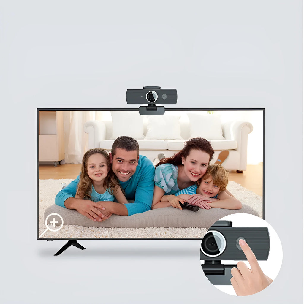 Black 8MP USB computer camera body with magnetic privacy cover and 1.7m cable for 4K video conferencing