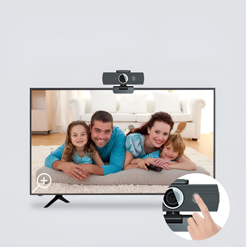 Black 8MP USB computer camera body with magnetic privacy cover and 1.7m cable for 4K video conferencing