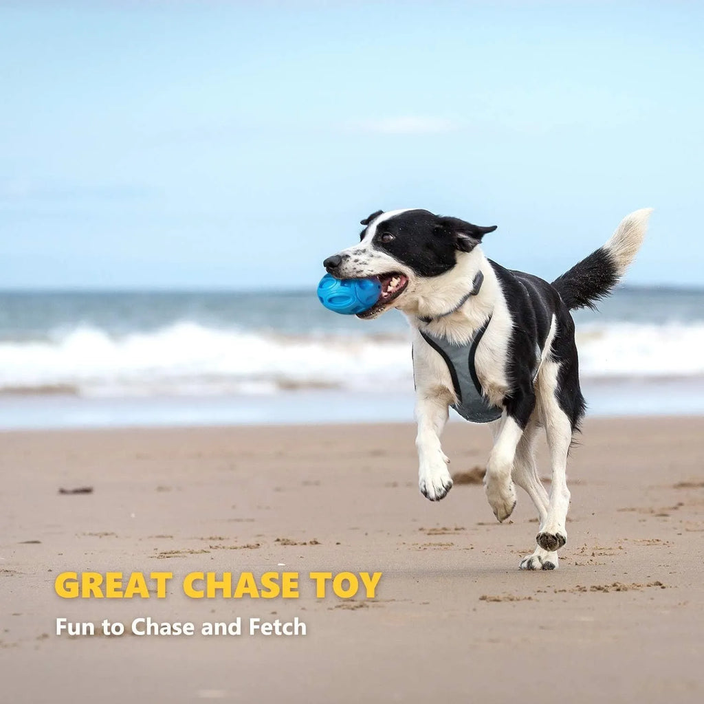 Blue green orange natural rubber squeaky dog chew toy for large breed dogs