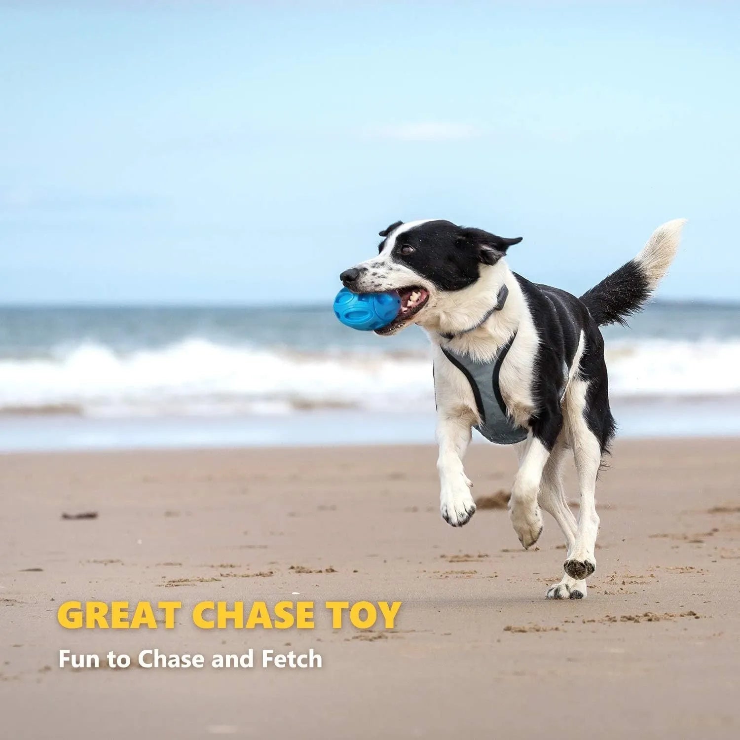 Blue green orange natural rubber squeaky dog chew toy for large breed dogs