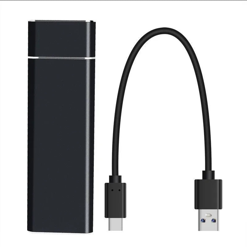 Portable metal external hard disk in Sapphire Blue with USB cable for computer and phone storage expansion
