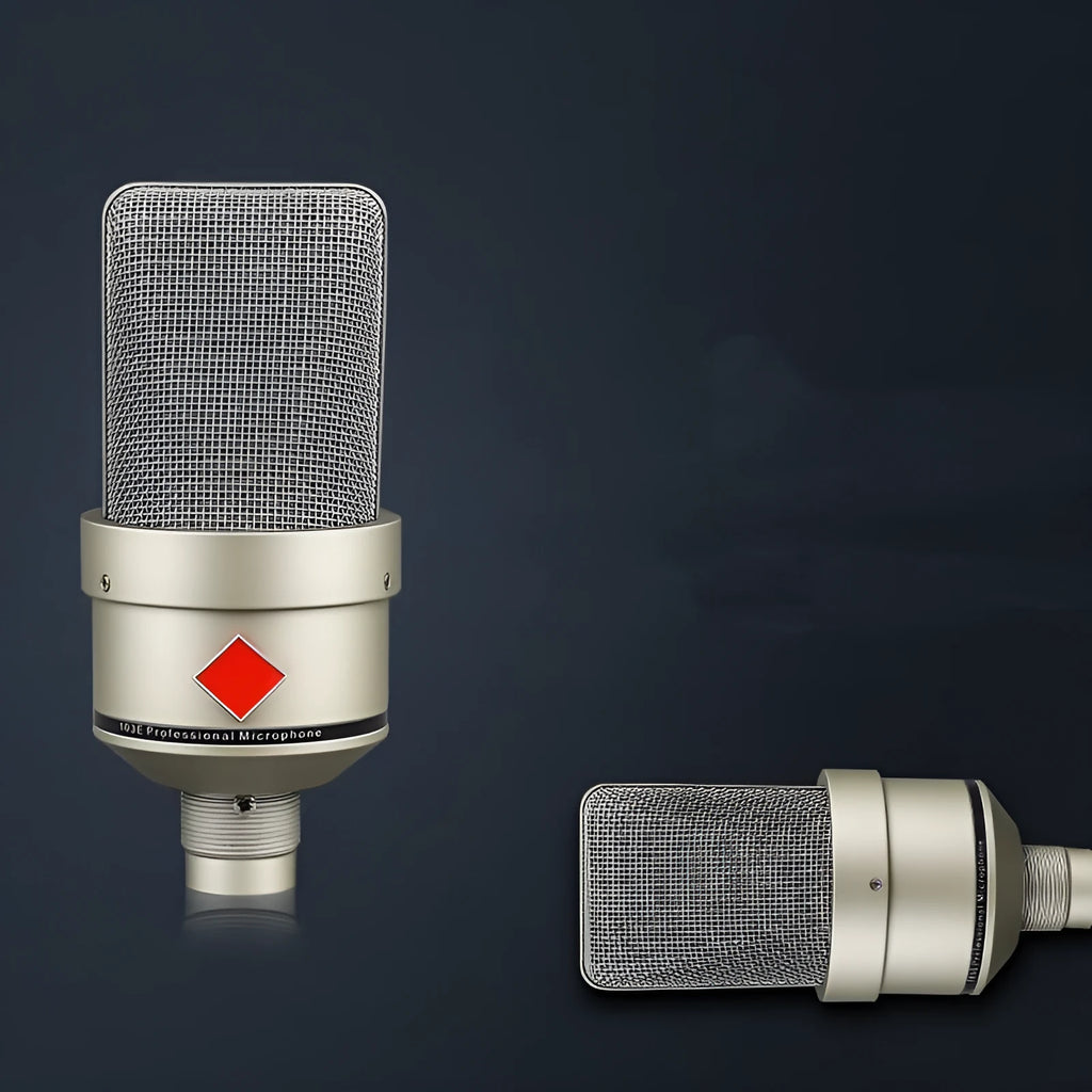 Condenser microphone with stand in champagne gold or black gold finish
